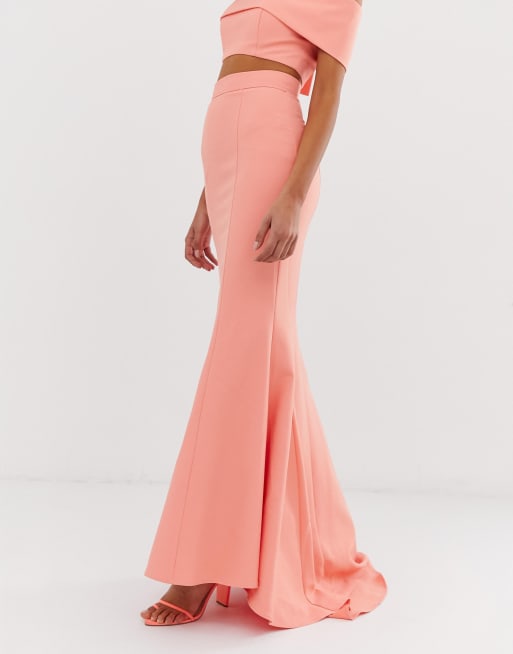 Jarlo high waist maxi on sale fishtail skirt co-ord in coral