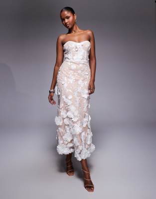 Jarlo Jolene Corset Bandeau Midaxi Dress In White