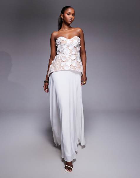 Jarlo - Kay - Robe longue avec bustier en dentelle - Ivoire - view 1
