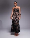 [Jarlo] Jarlo lace corset midaxi dress in black and mocha 14 BLACK