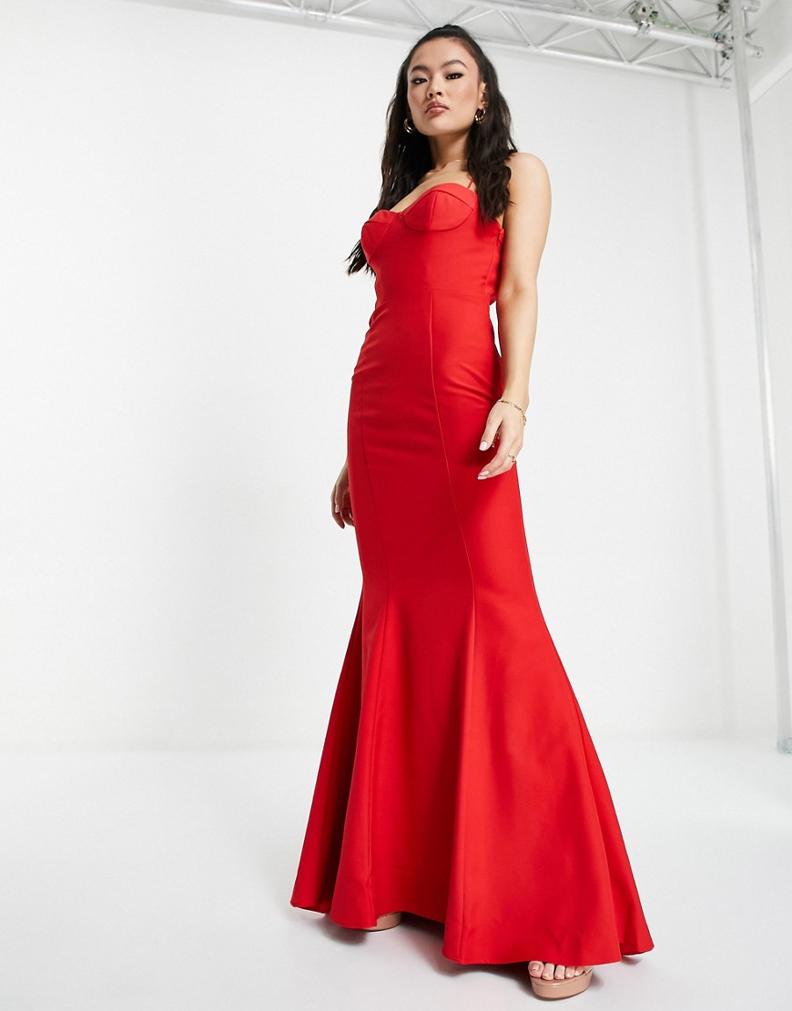 Jarlo Layla maxi dress with backless cross strap detail in red