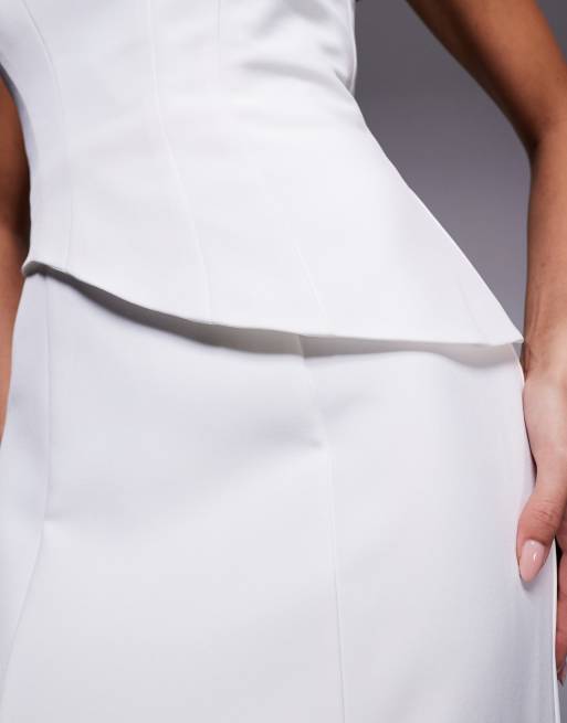 Jarlo Lenny Bridal strapless asymmetric corset detail maxi dress in ivory, 2 of 4