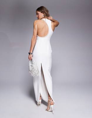Jarlo Maxi Dress With Asymmetric Cut-out Back In White