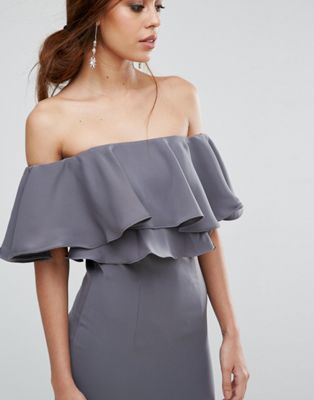 grey off the shoulder maxi dress