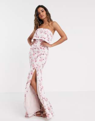 bandeau overlay maxi dress