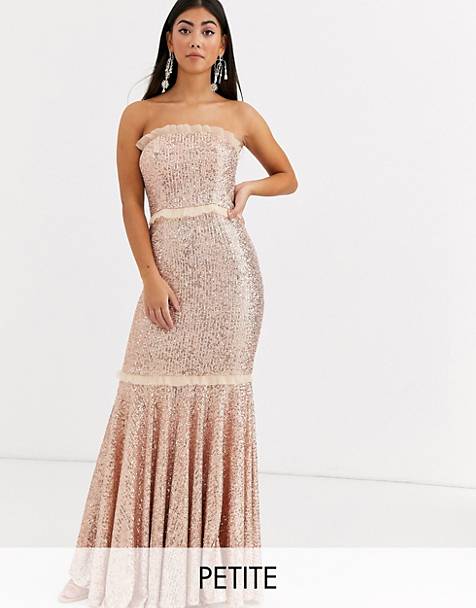 Jarlo Petite bandeau sequin gown in gold