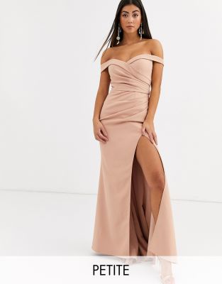 burgundy bardot v plunge maxi dress