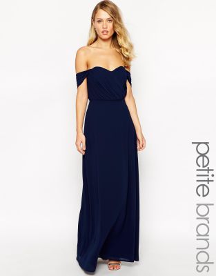 petite off the shoulder maxi dress