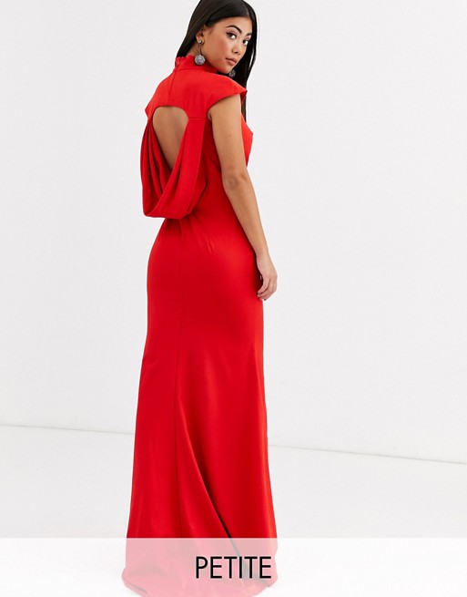 Jarlo Petite maxi dress with cowl back and fishtail skirt in red