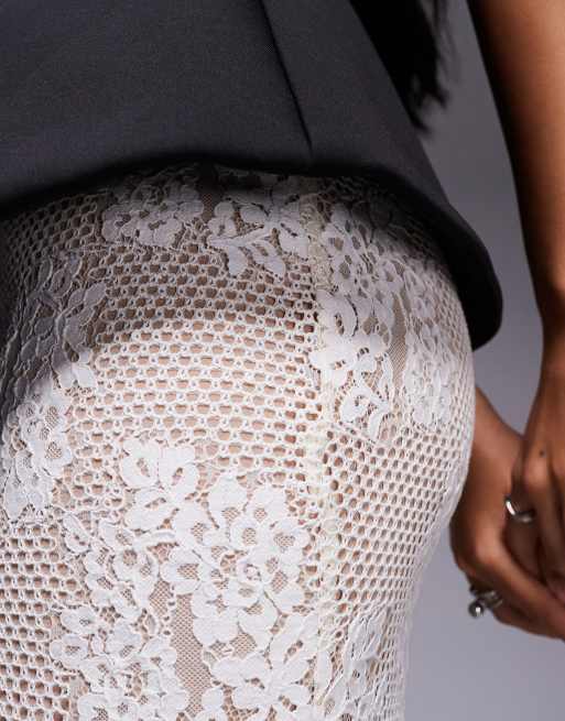 Jarlo Pip structured bandeau maxi dress with contrast lace skirt in black and white, 2 of 4