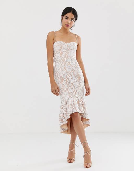 Jarlo - Robe caraco mi-longue en dentelle - Blanc | ASOS