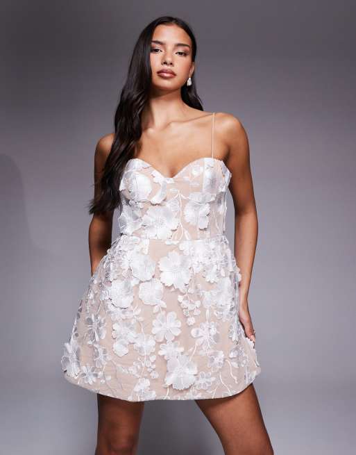 Jarlo Ronie Bridal applique sweetheart strapless mini dress in ivory, 2 of 4