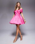 [Jarlo] Jarlo taffeta structured mini prom dress in pink 12 Pink