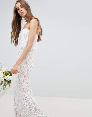 jarlo all over lace bandeau maxi dress