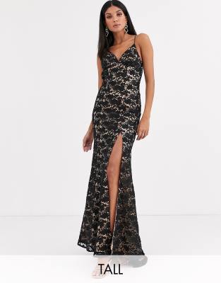 jarlo cami strap allover lace maxi dress in red