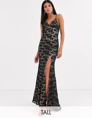 Jarlo Tall Cami Strap Lace Dress With Low Back In Black | ModeSens