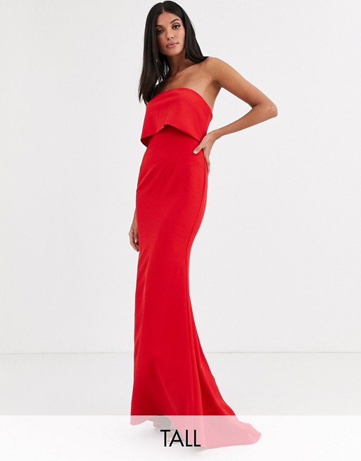 Jarlo Tall fishtail maxi dress with overlay in red