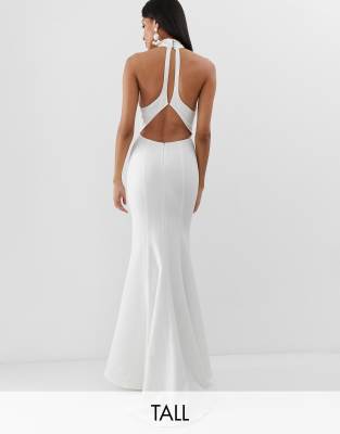 jarlo high neck trophy maxi dress with open back detail in lemon