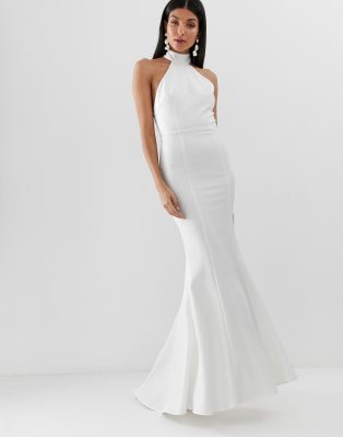 white high neck maxi dress