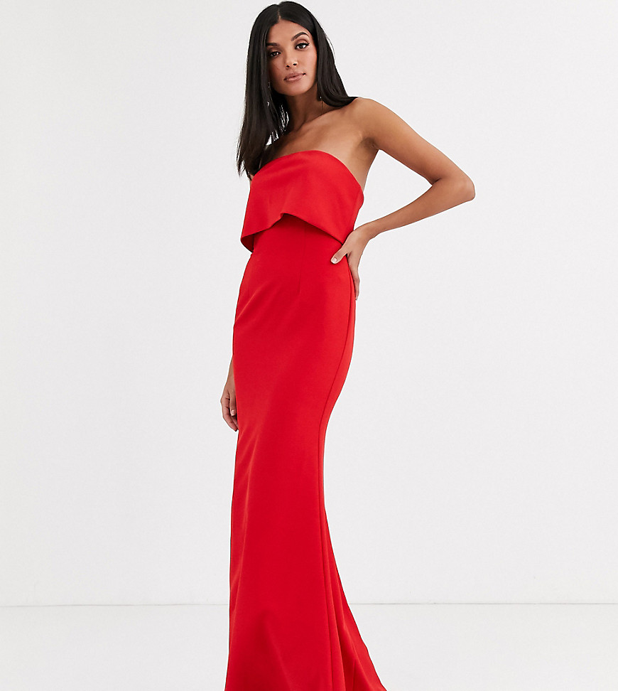 Jarlo Tall - Lange jurk met bovenlaag en fishtail in rood