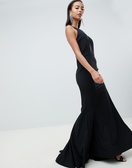 Asos black cheap fishtail dress