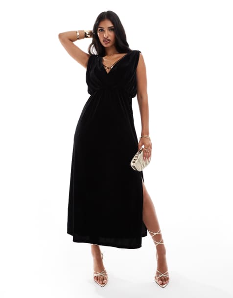 Jarlo v-neck midi dress in black  - view 1