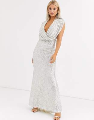 asos silver gown