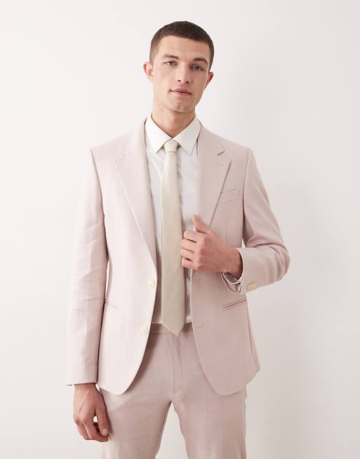 ASOS DESIGN – Jasnoróżowy garnitur z dużą zawartością lnu, 2 z 5