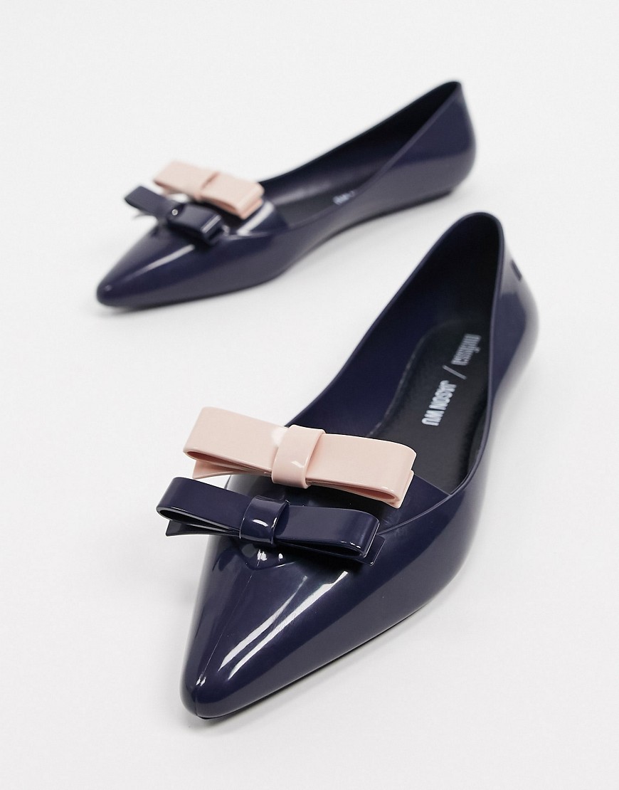 Jason Wu bow pointed flat shoes-Navy