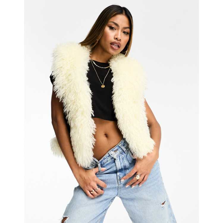 Shaggy faux 2025 fur gilet