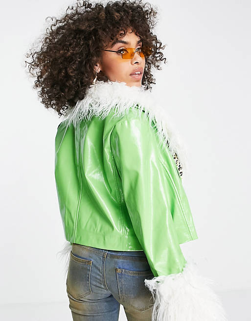 Detachable trim short jacket in bright Asos Women Clothing Jackets Blazers 