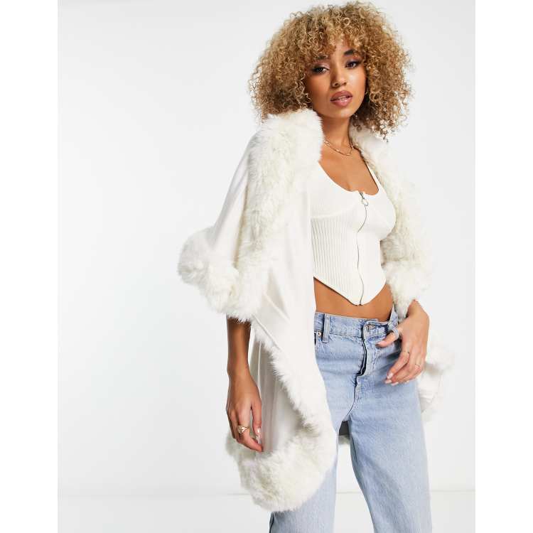 JAYLEY Cream Faux Fur Bag Size: One Size