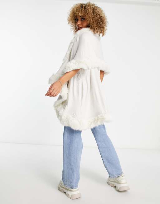 White fur hot sale trimmed cape