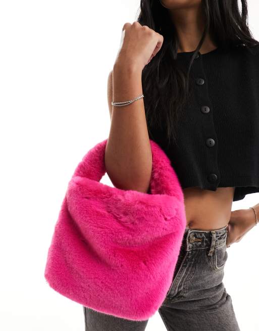 Hot pink best sale fur bag