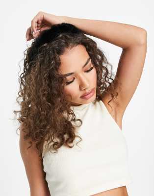 Jayley faux fur headband in black - ASOS Price Checker