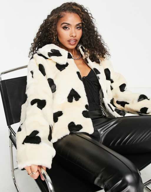 Heart faux fur coat sale