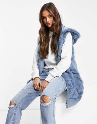 fur hooded gilet womens