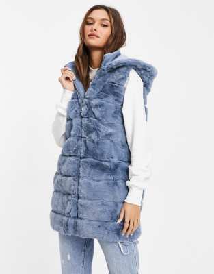 faux fur hooded vest