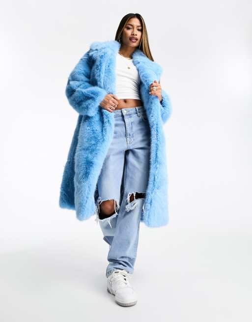 Pale blue faux fur on sale jacket