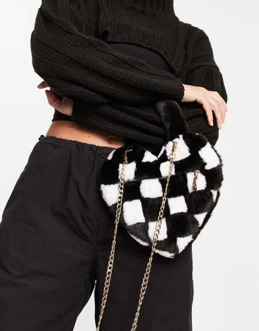 Jayley faux fur mini hand bag in black