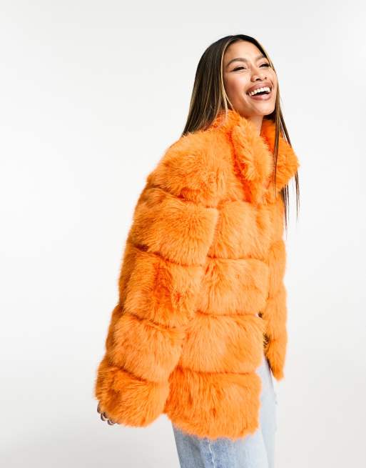 Cali Fabrics  Neon Orange Shag Faux Fur