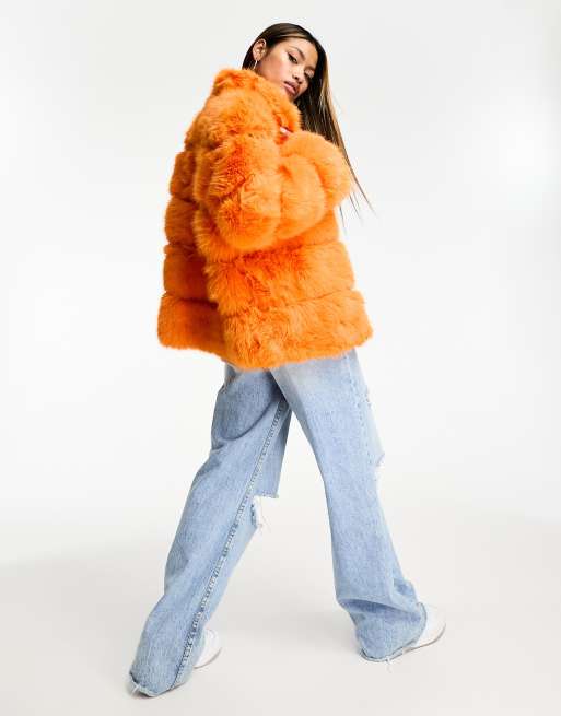 Faux fur 2025 orange jacket