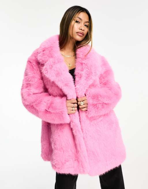 Short pink fur coat on sale