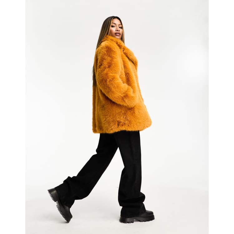 Burnt orange faux fur jacket best sale