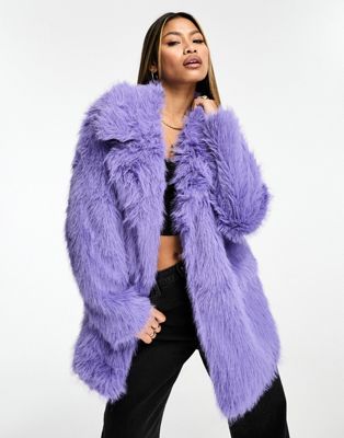 Jayley faux fur short coat in lilac