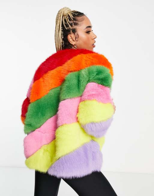 Colourful faux outlet fur jacket