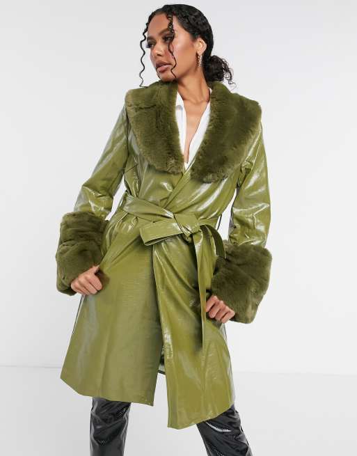 Asos green 2025 fur coat