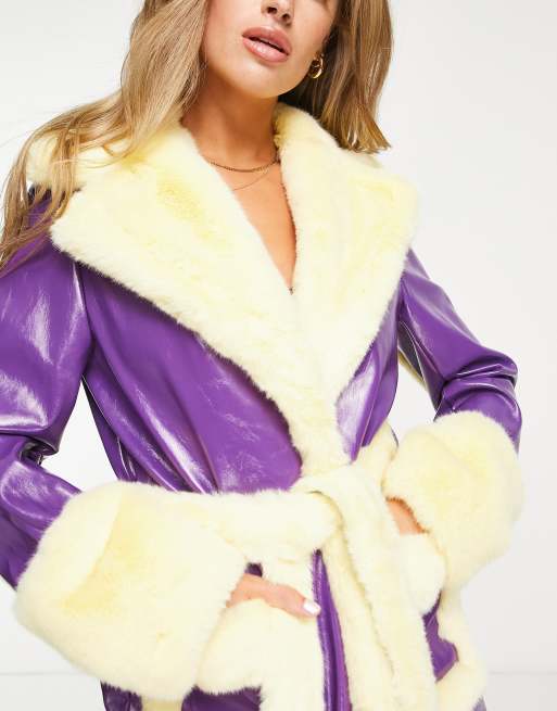 Purple fur trim discount coat