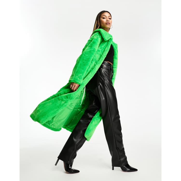 Zara faux shop fur green coat