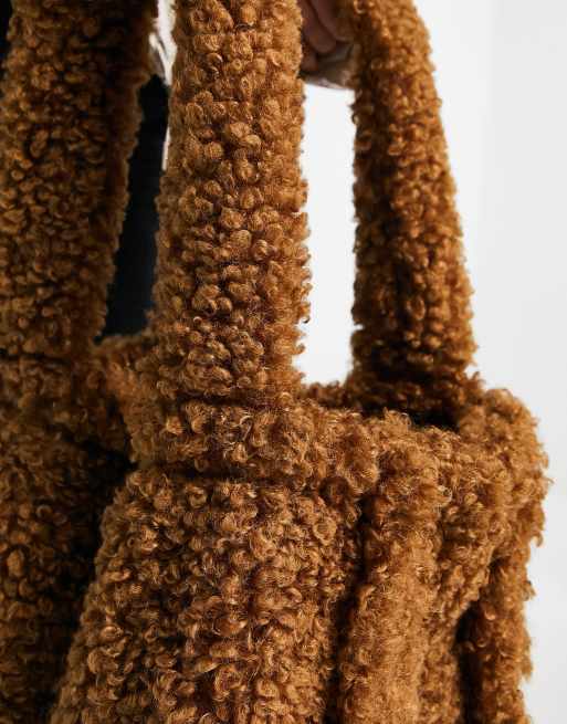 Jayley faux shearling large shopper bag in tan, 2 of 4